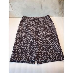 Talbots Leopard Print Pencil Skirt Size 10 Gray Burgundy Lined
